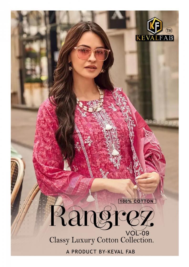 rangrez vol 9 by keval fab cotton exclusive karachi pakistani unstitch suits 