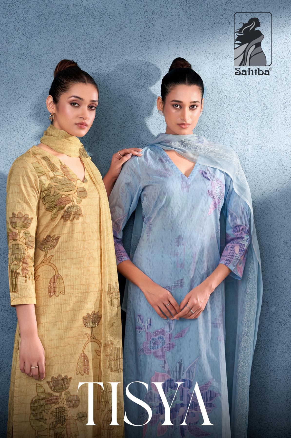 sahiba presents tisya 3pcs lawn cotton unstitch suit 