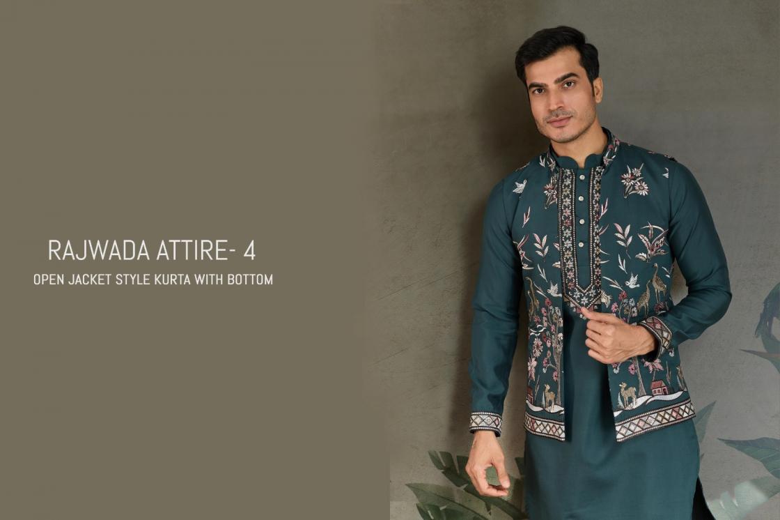 shubhvastra rajwada attire vol 4 hit design viscose silk readymade mens kurta supplier 
