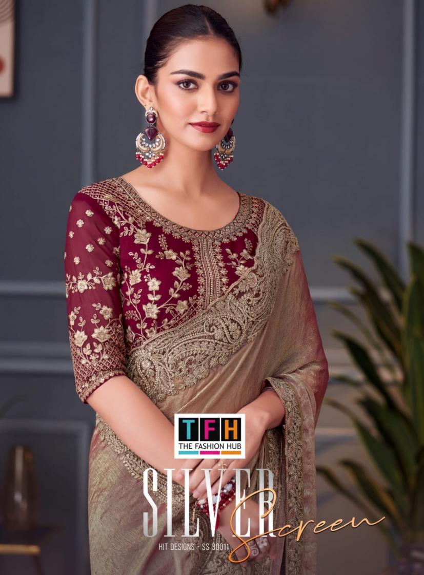 silver screen vol 20 by tfh 33011 series tone silk wedding special sarees for womens 