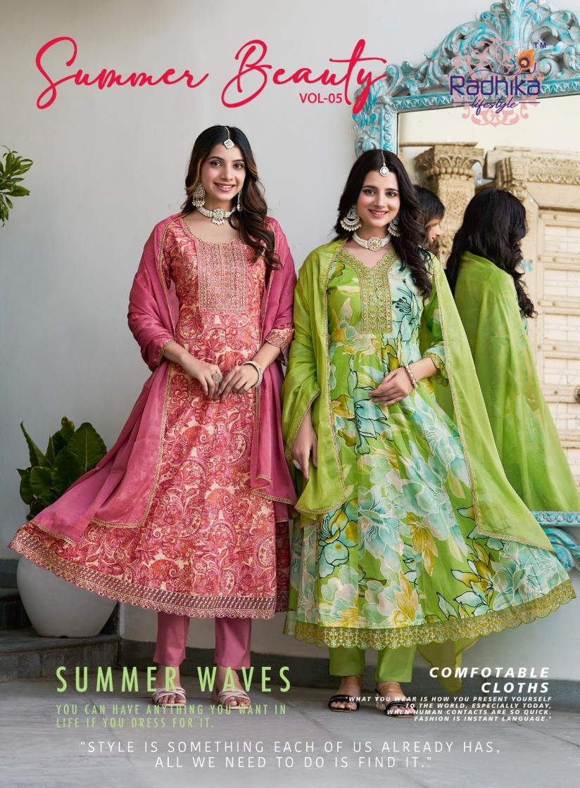 summer beauty vol 5 by radhika lifestyle cotton full stitch indian ladies suit