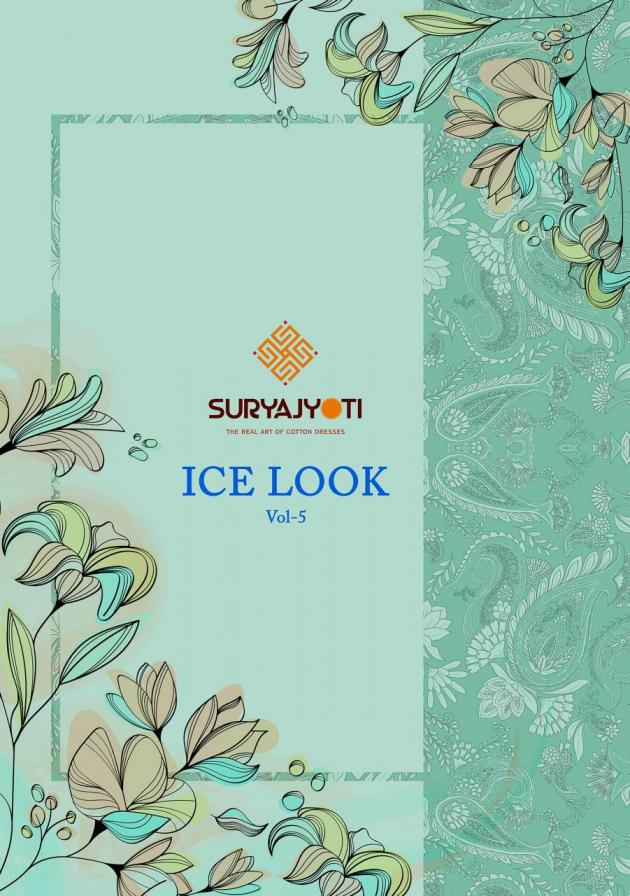 suryajyoti ice look vol 5 cotton pretty look 3pcs dress