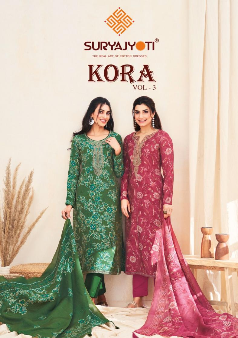 suryajyoti kora vol 3 modal print pretty look dress material for womens 