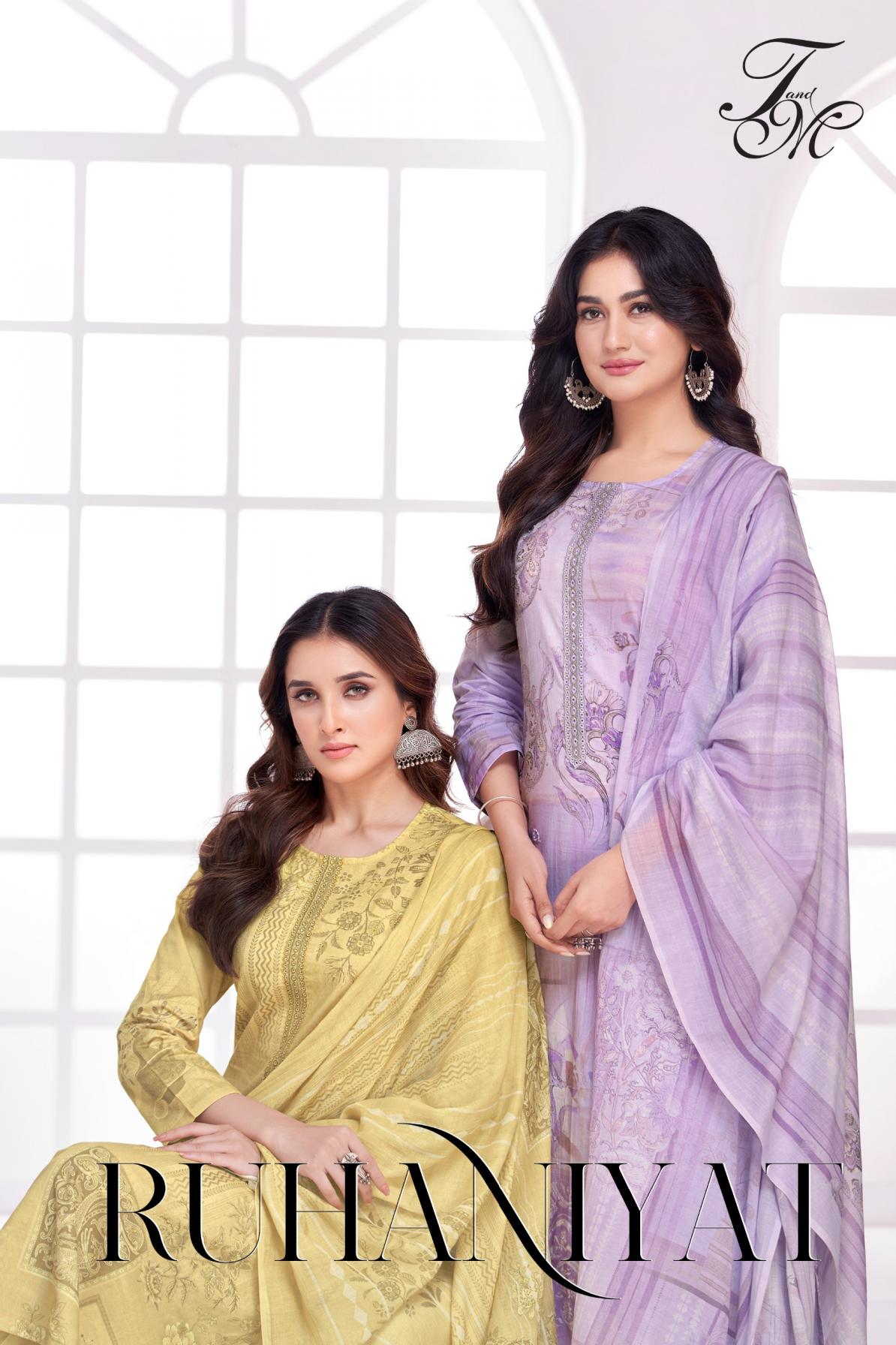  t&m launch ruhaniyat lawn cotton elegant style dress materials 