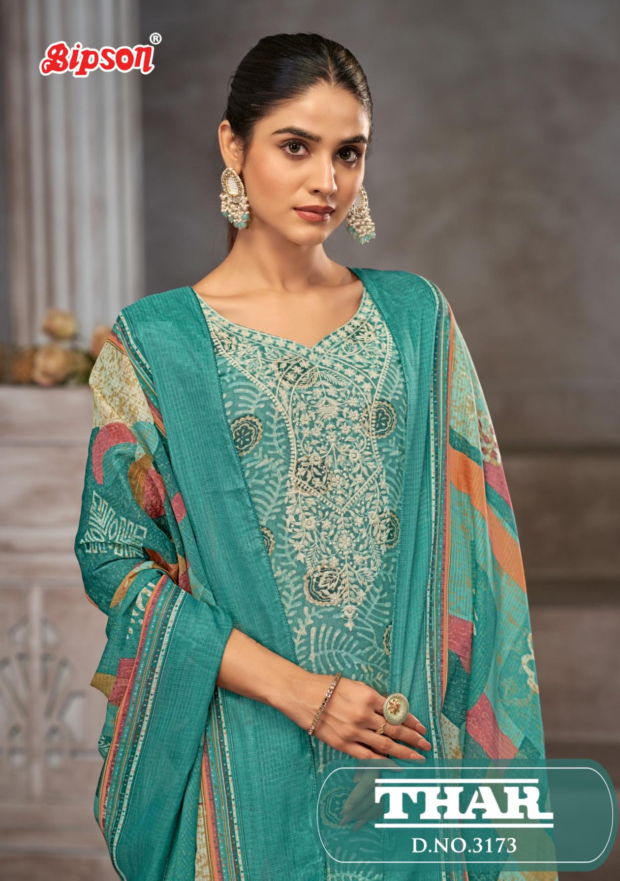 thar 3173 by bipson prints hit design cotton unstitch 3pcs dress