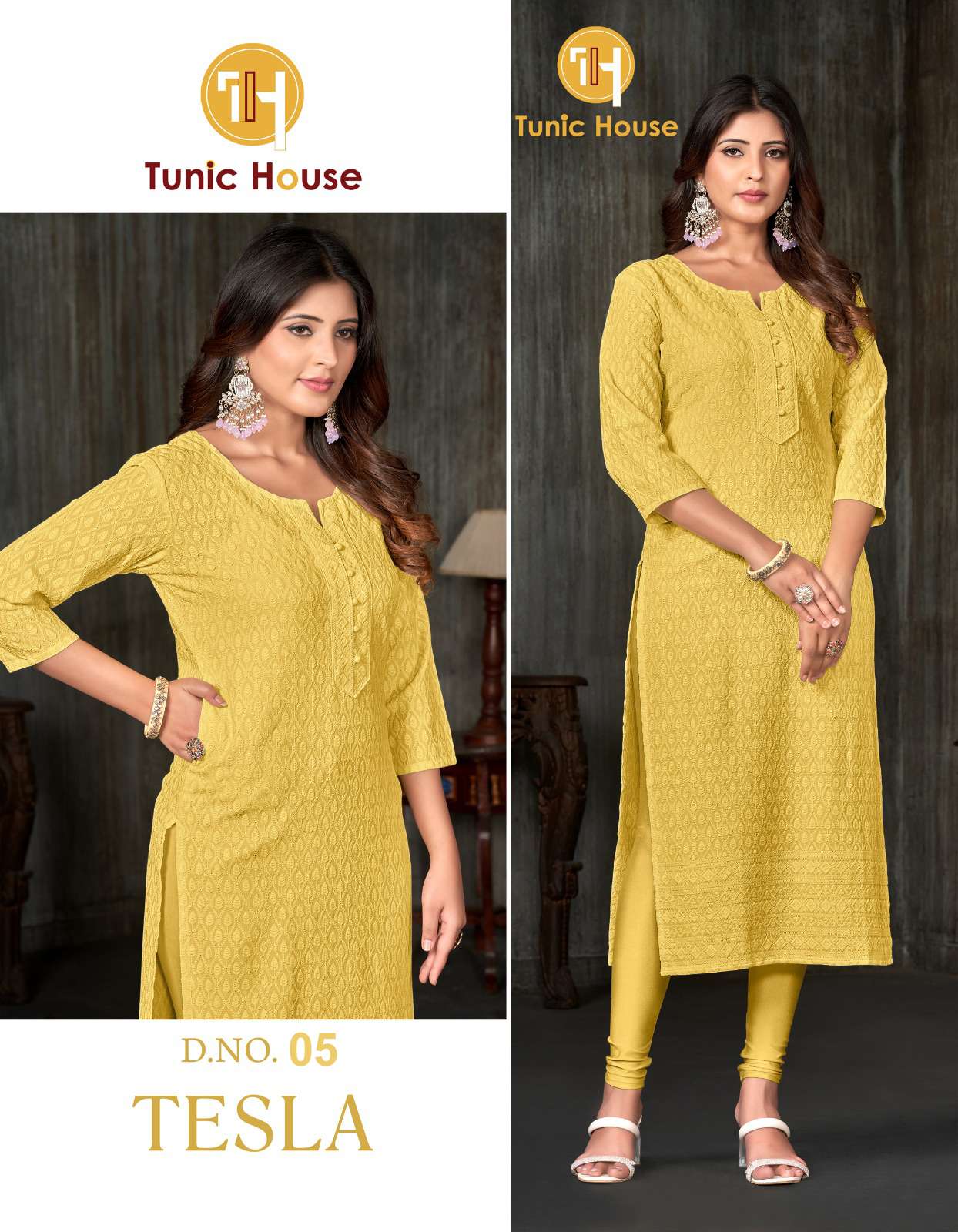 TUNIC HOUSE TESLA CHIKAN WORK SIZE SET COMBO KURTI