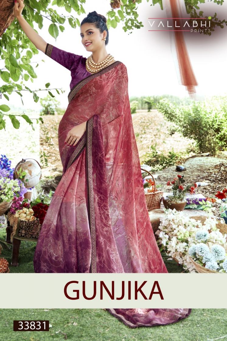 vallabhi prints gunjika beautiful colourful chiffon saree