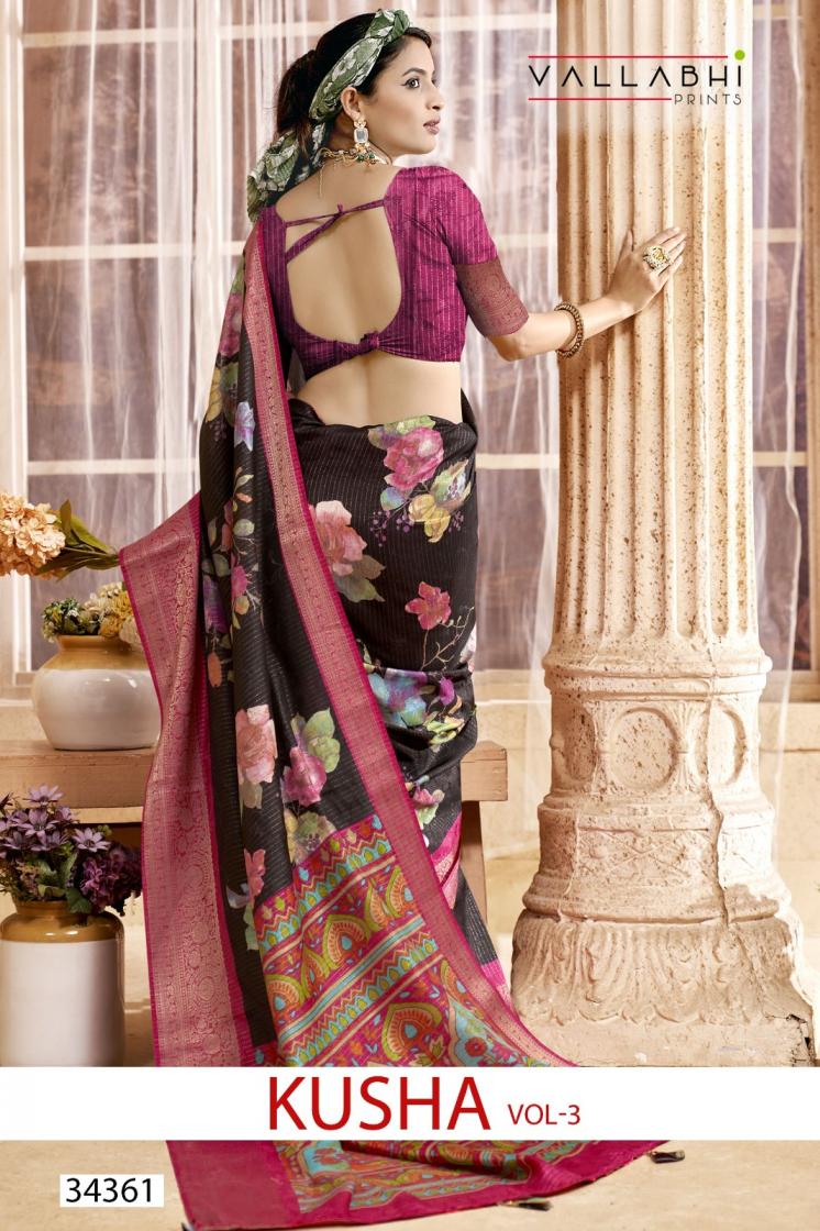 vallabhi prints presents kusha 3 festive wear saree collection