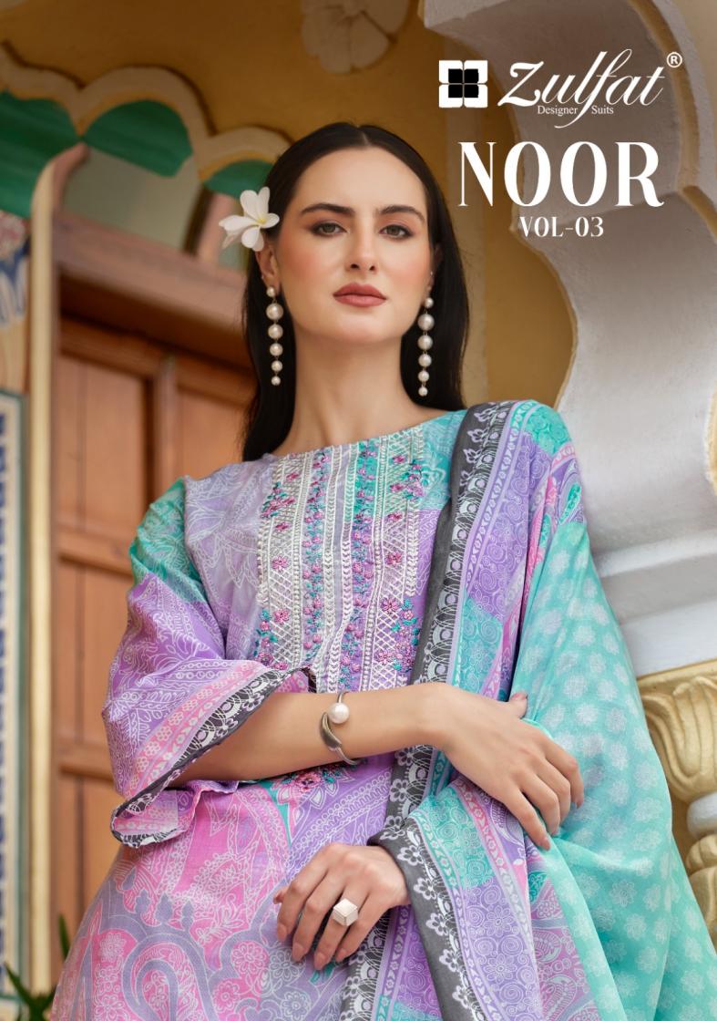 zulfat designer noor vol 3 cotton stylish look pakistani dress material 
