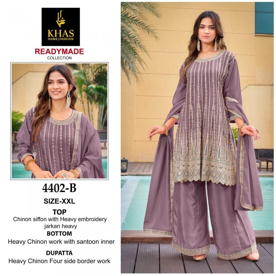 4402 by khas chinon silk readymade modern plazzo salwar suit 