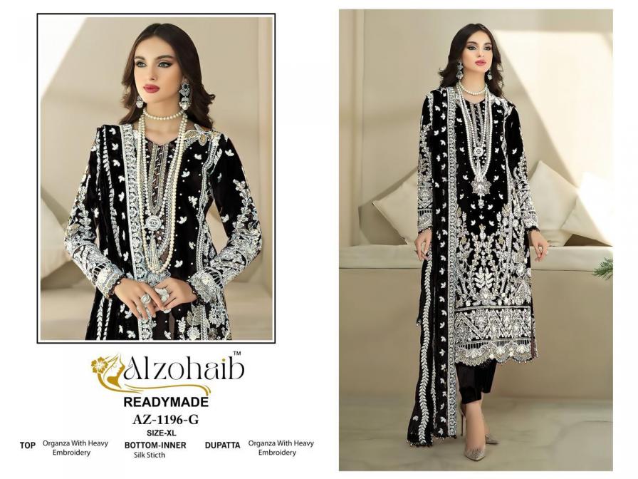 aafa by alzohaib 1196 organza fully stitch pretty pakistani suit for womens 