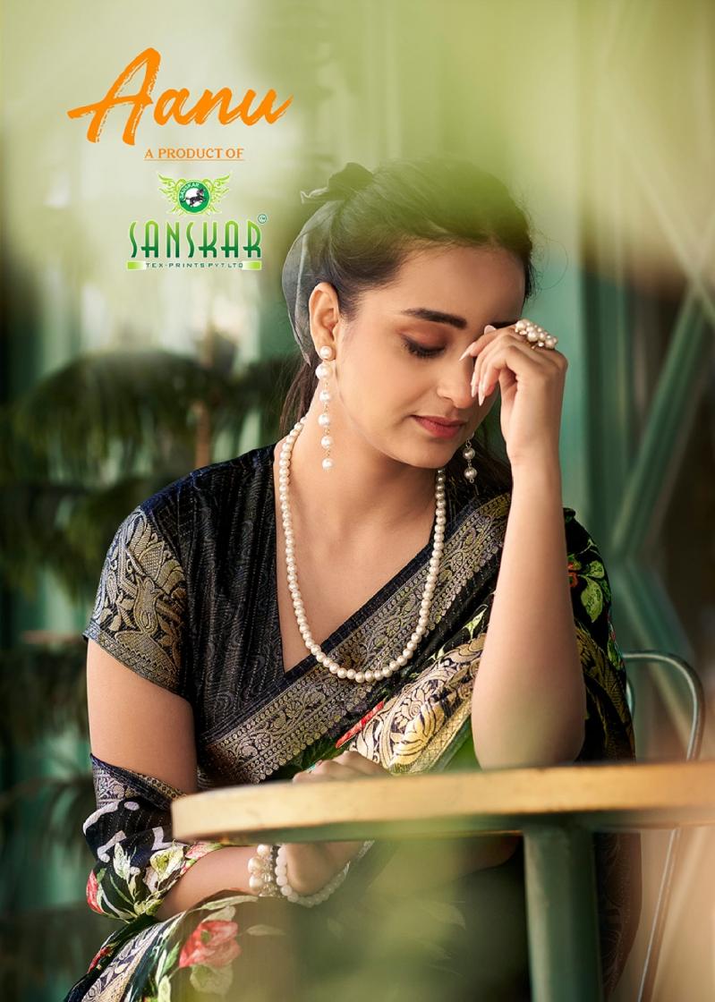 aanu by sanskar tex prints hit design dola jari lining sarees online 