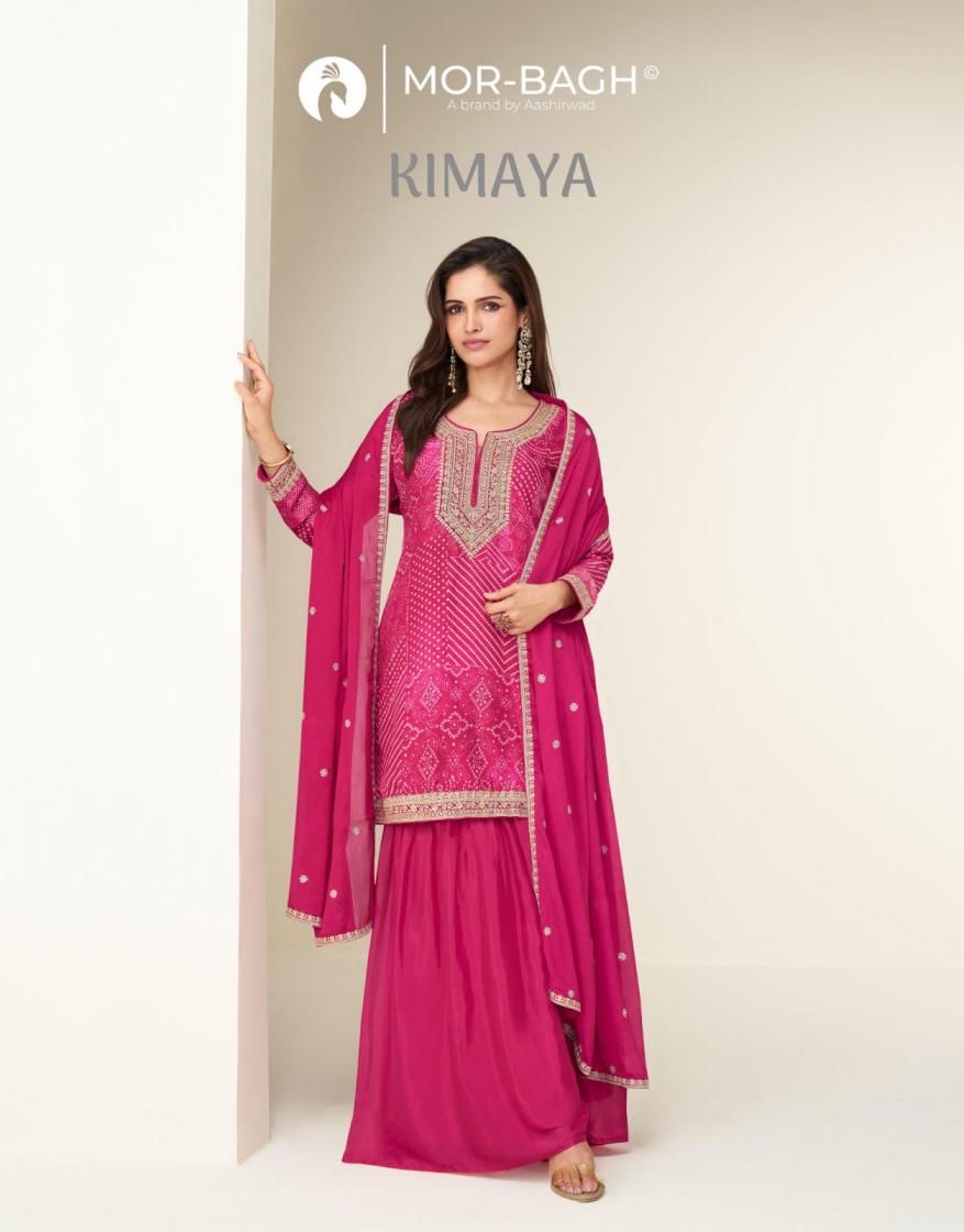 aashirwad creation kimaya fully stitch chinon silk plazzo style dress