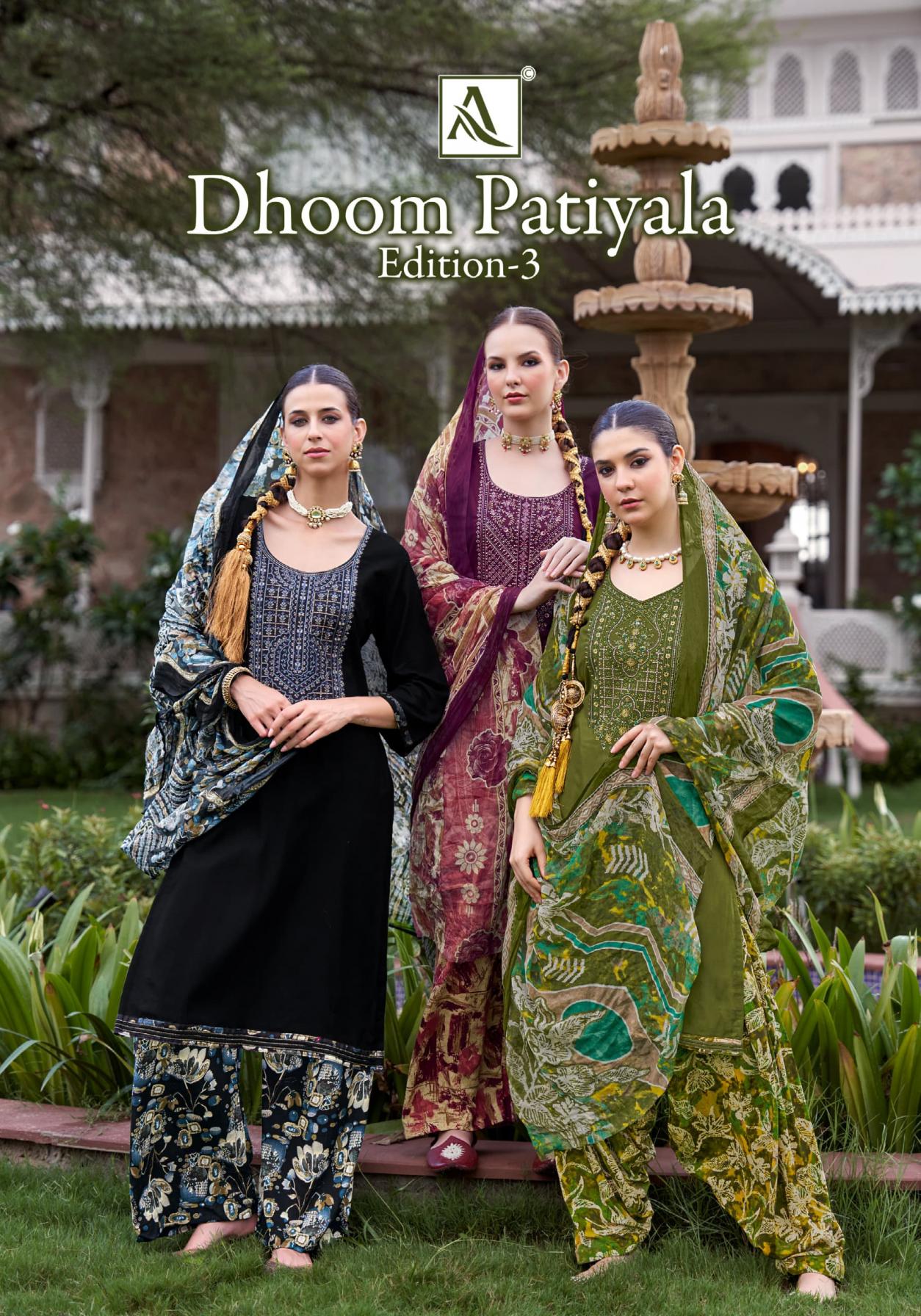 alok dhoom patiyala vol 3 viscose rayon modern pakistani 3pcs dress
