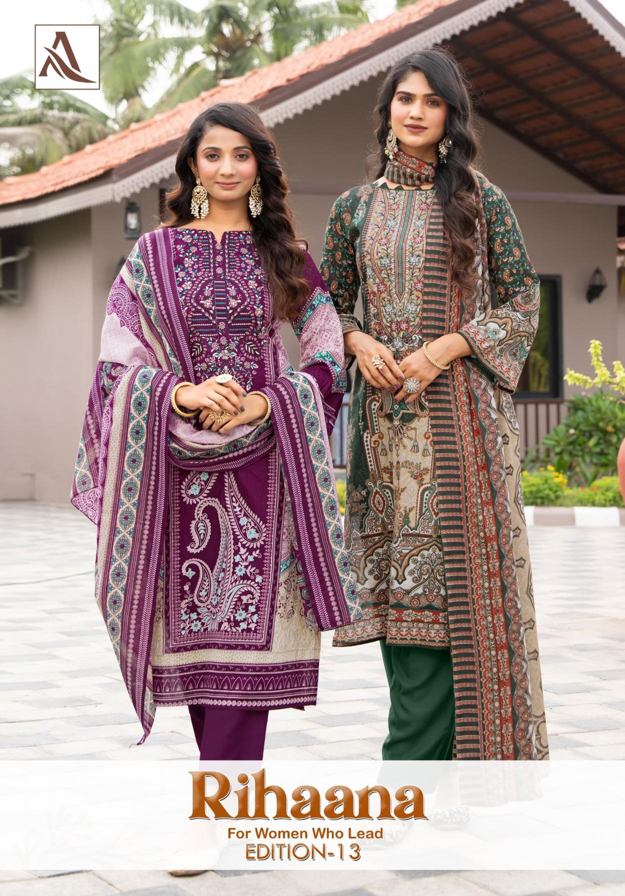 alok presents riha vol 13 cambric cotton pakistani print dress materials 