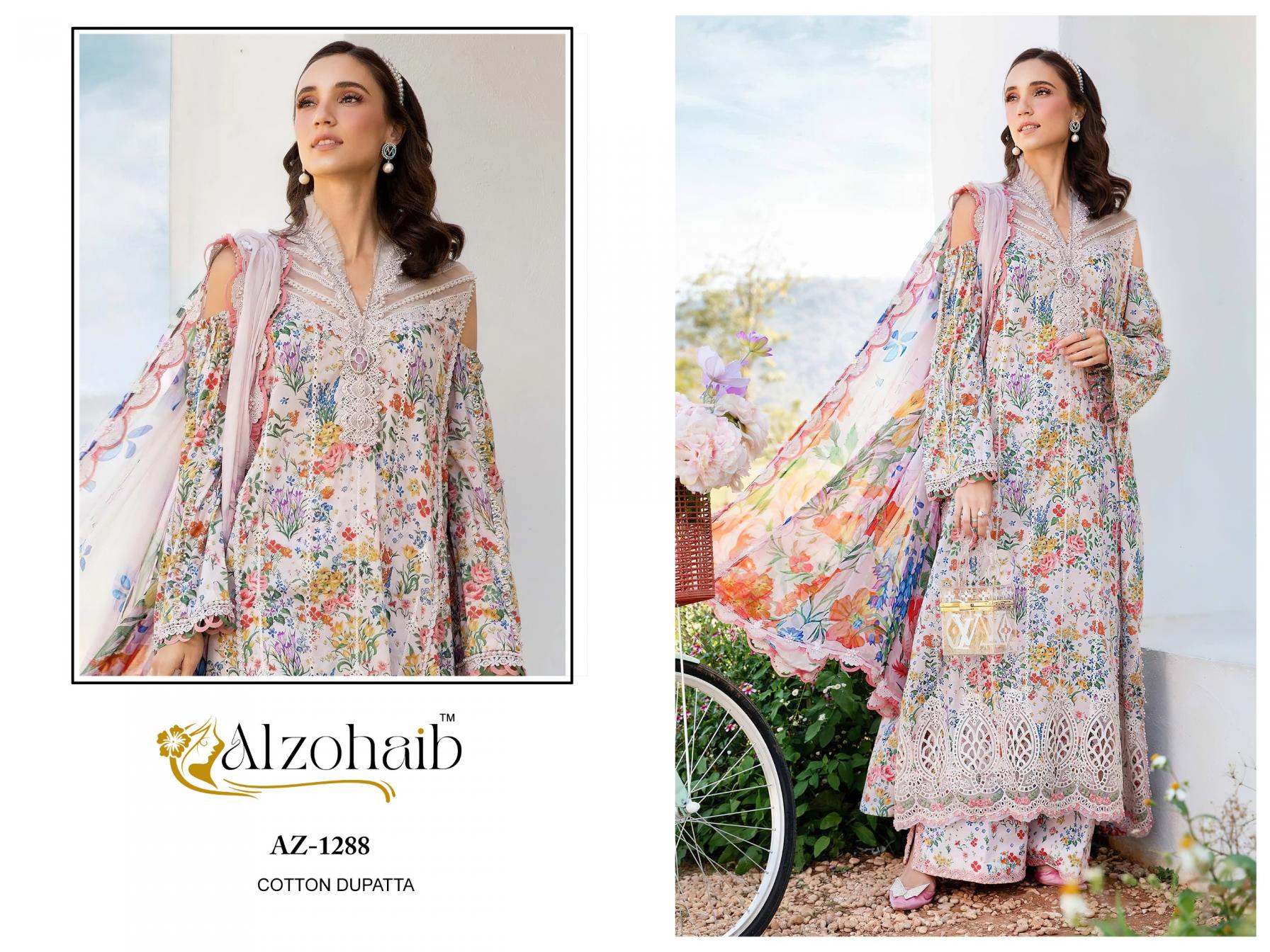 alzohaib 1288-1289 cotton modern pakistani dress materials online