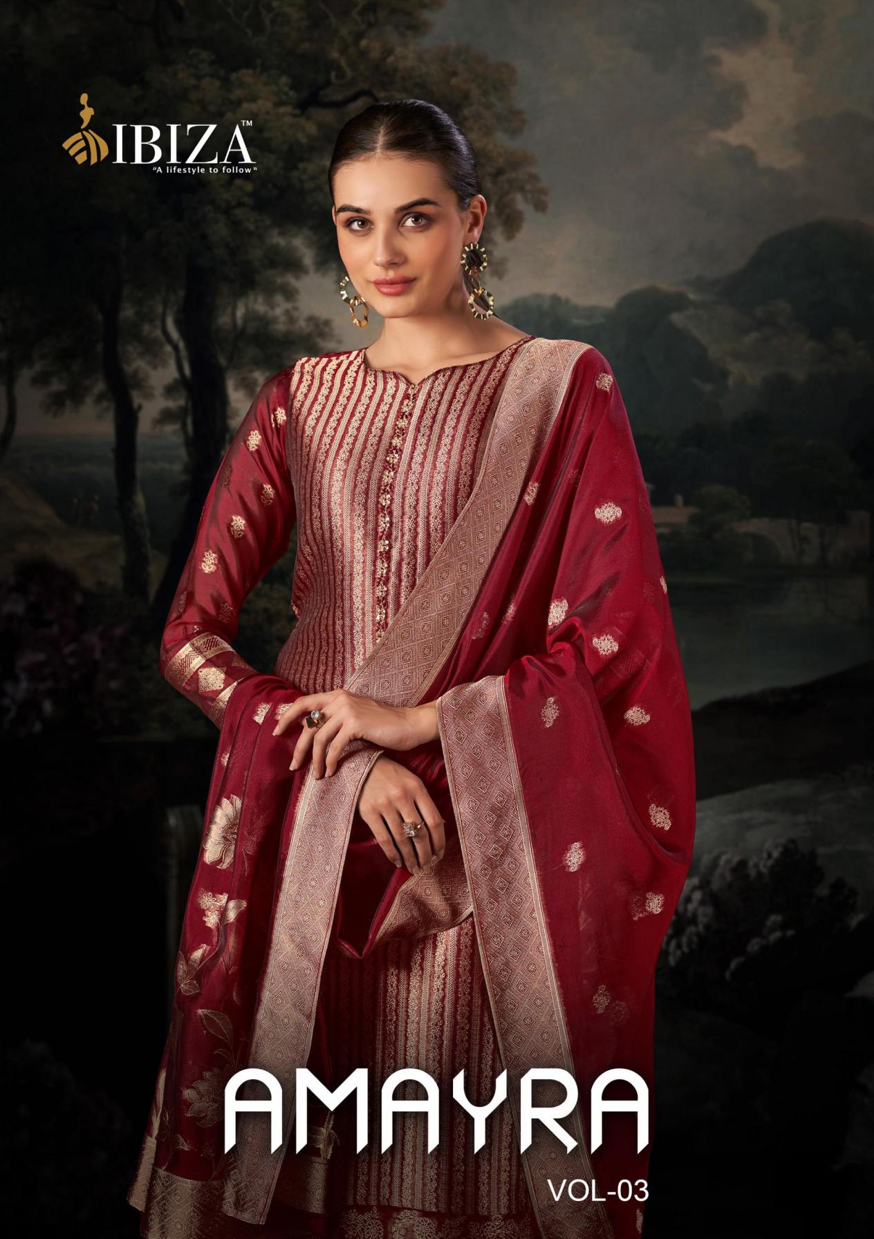 amayra vol 3 by ibiza banglory silk jacquard traditional unstitch 3pcs dress