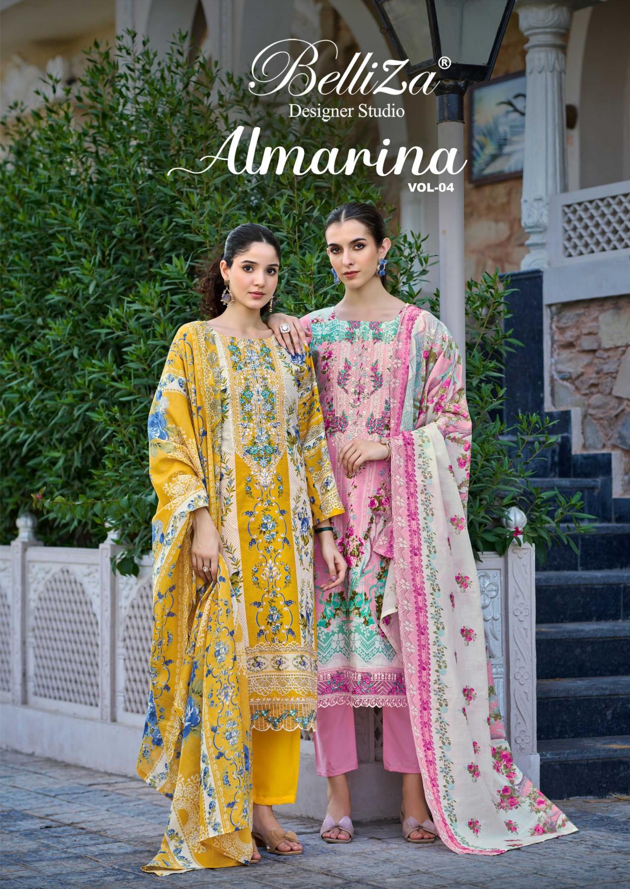 belliza designer almarina vol 4 cotton readymade plus size pakistani 3pcs dress