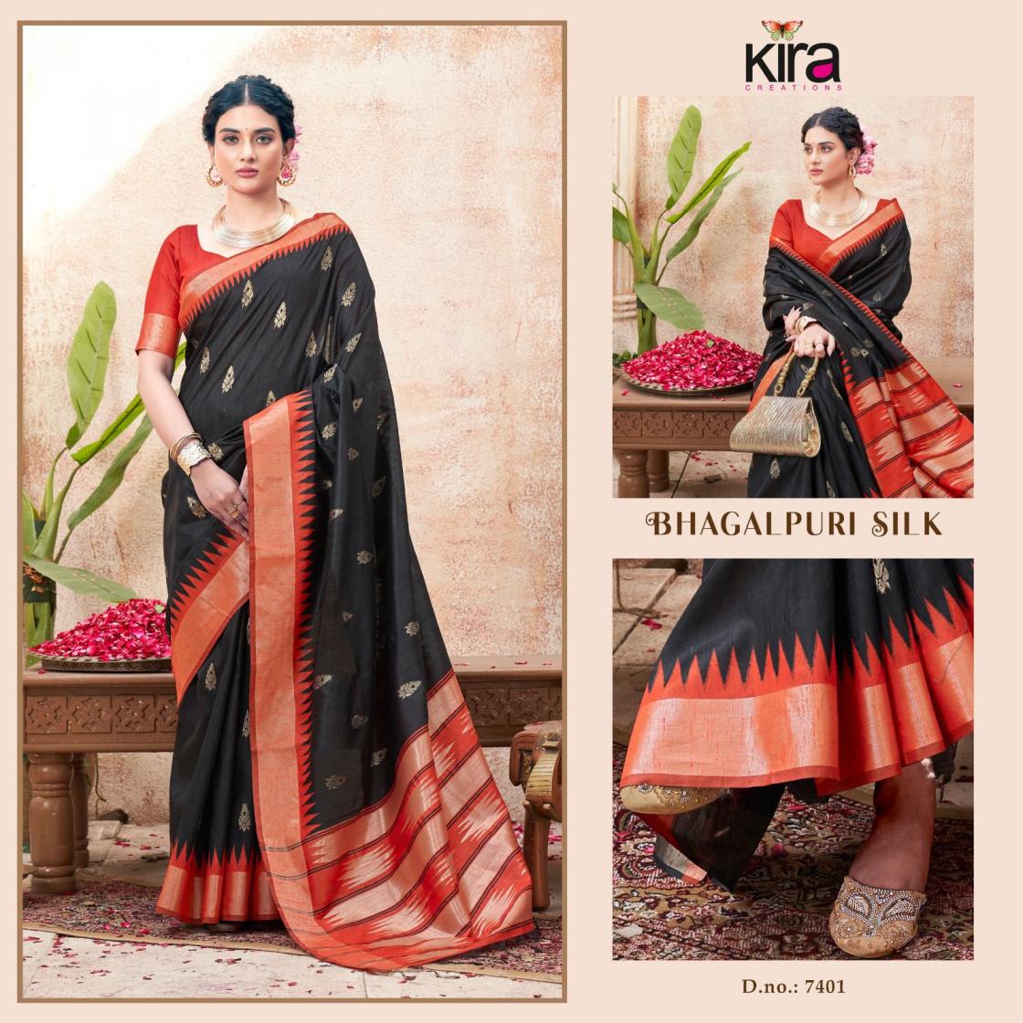 bhagalpuri silk by kira creation handloom silk party wear saree online 