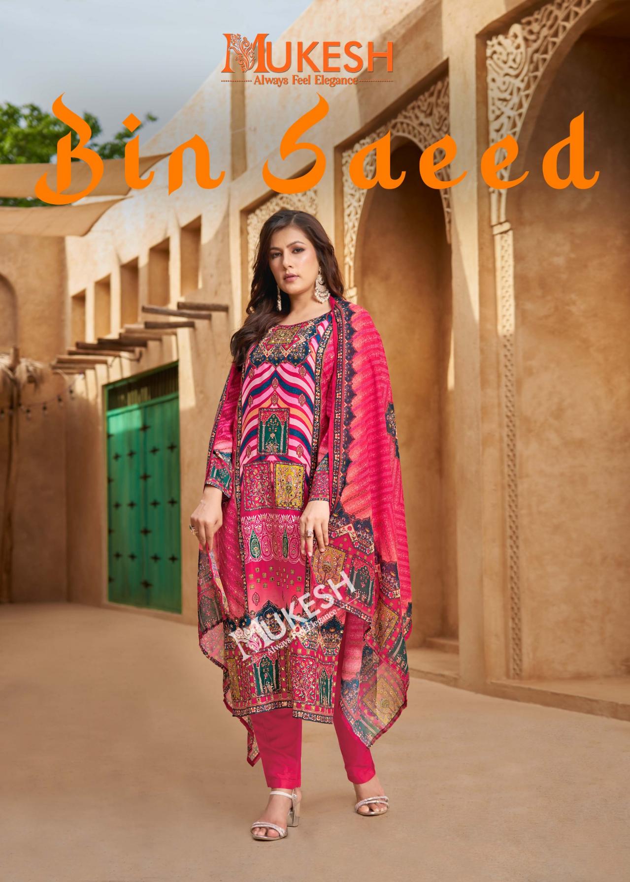 bin saeed muslin print readymade modern pakistani big size suit for womens 