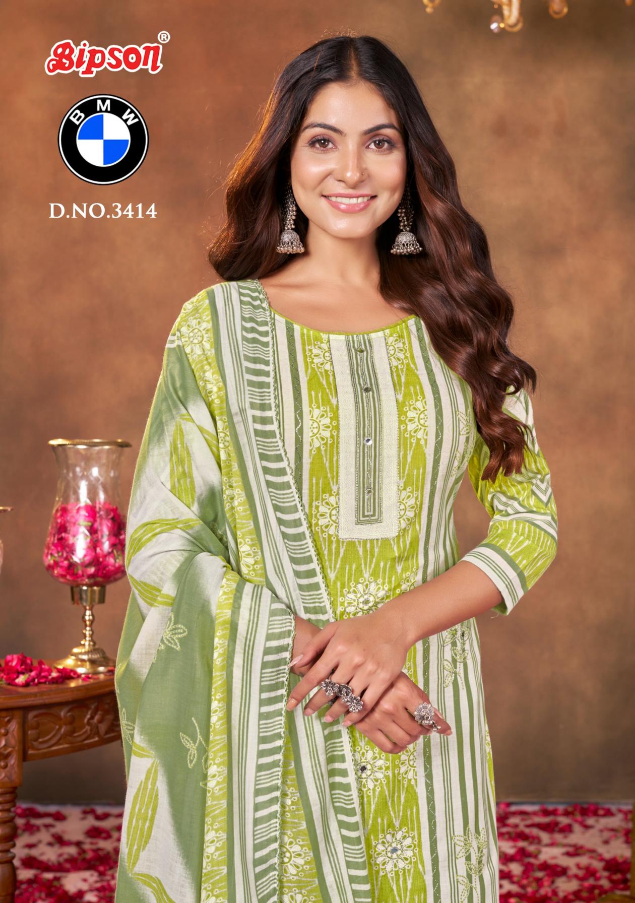 bipson prints bmw 3414 daily wear cotton unstitch salwar kameez 