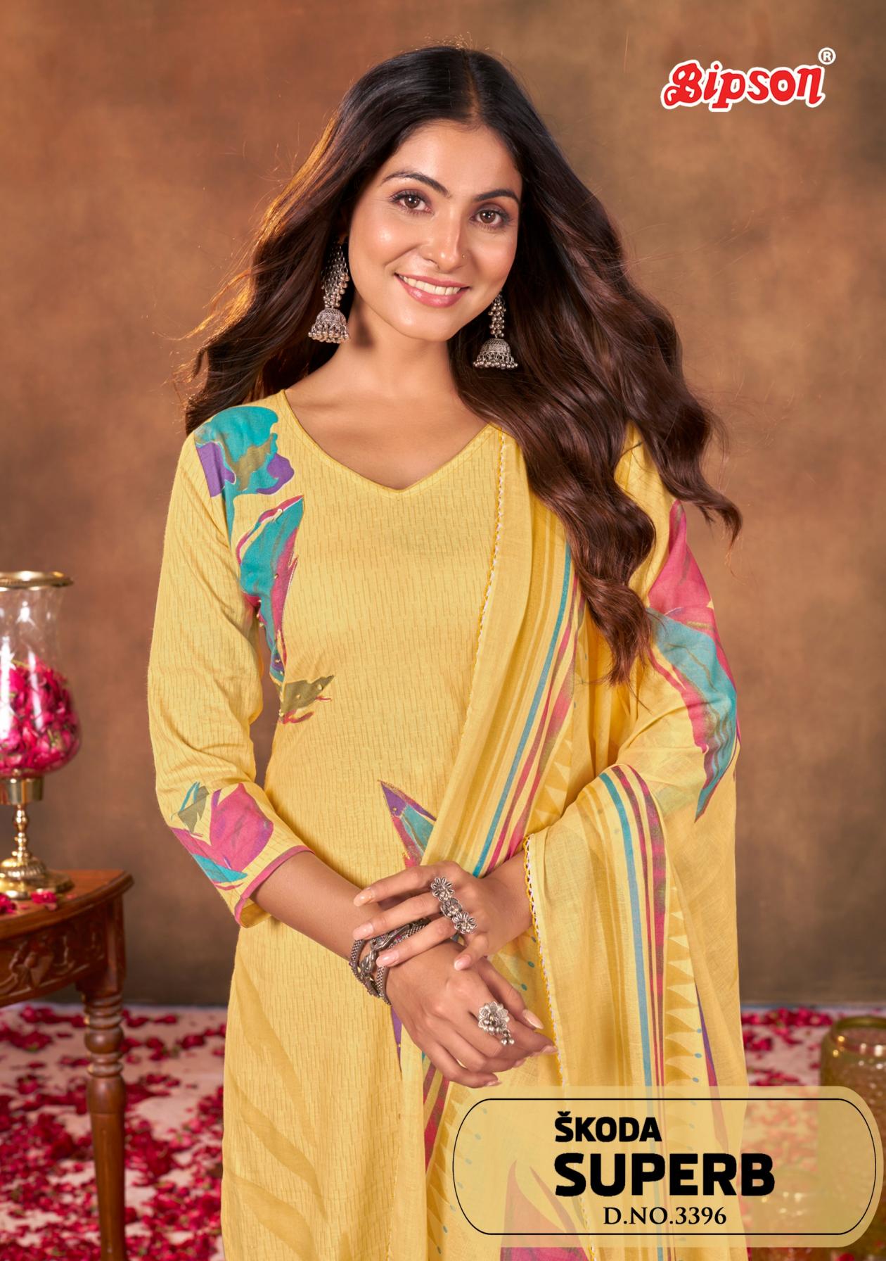 bipson prints skoda superb 3396 cotton daily wear salwar kameez 