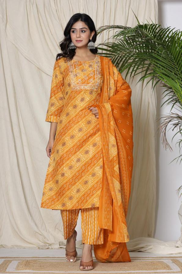 cotton readymade unique kurti pant dupatta set combo set 