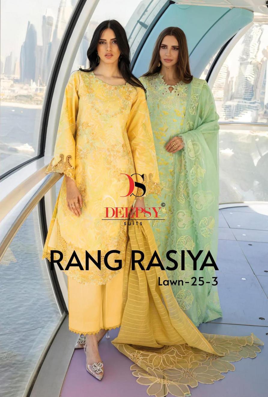 deepsy suits rangrasiya lawn 25 vol 3 cotton pakistani unstitch 3pcs dress