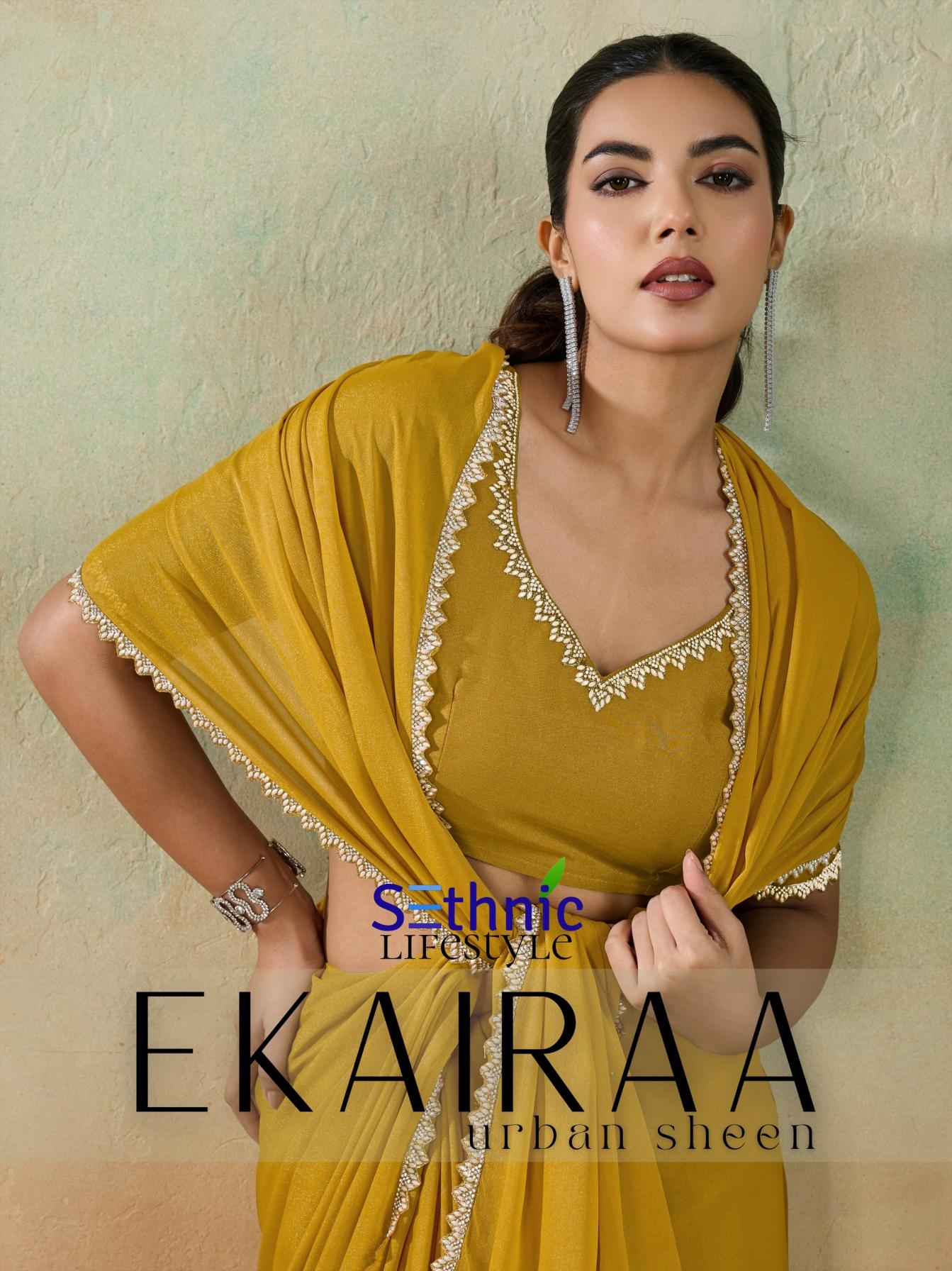 ekairaa by sethnic lifestyle matt georgette party wear saree wholesaler 