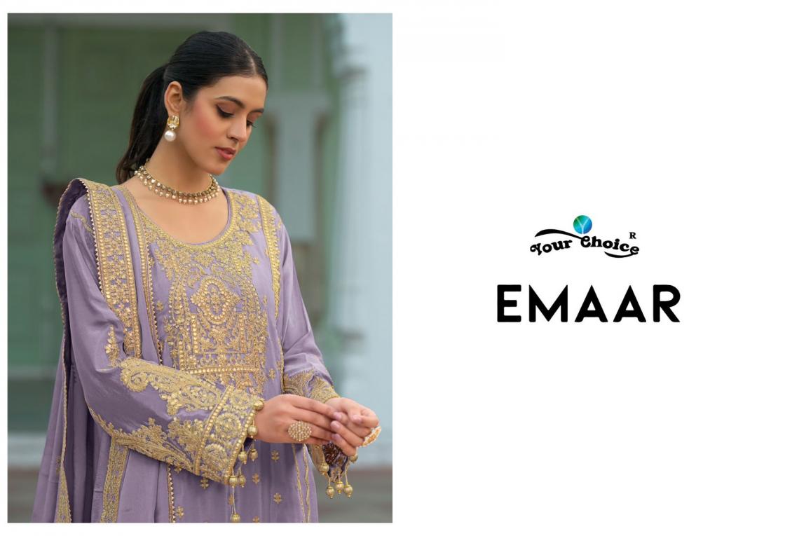 emaar by your choice chinon full stitch designer pakistani plazzo suit for womens  