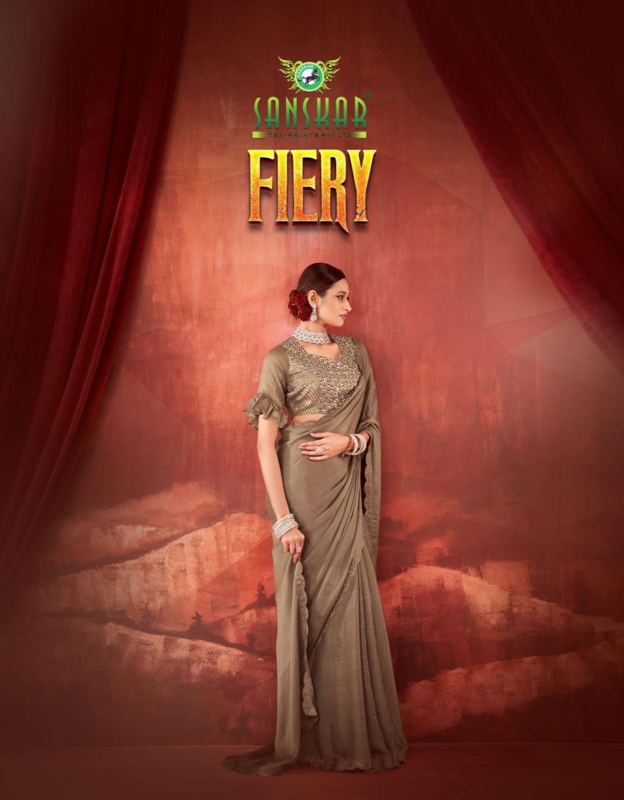 fiery by sanskar tex prints khatli gorgeous look chiffon sarees