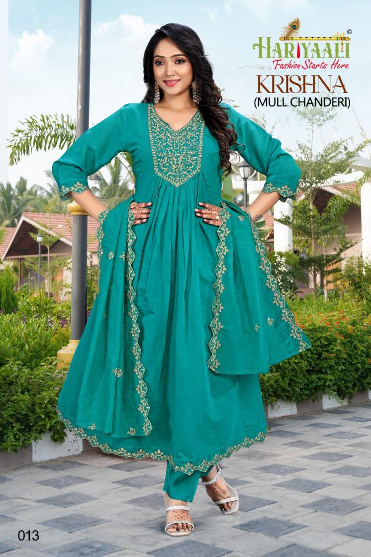 hariyaali krishna mal chanderi fully stitch classic combo suit for women 