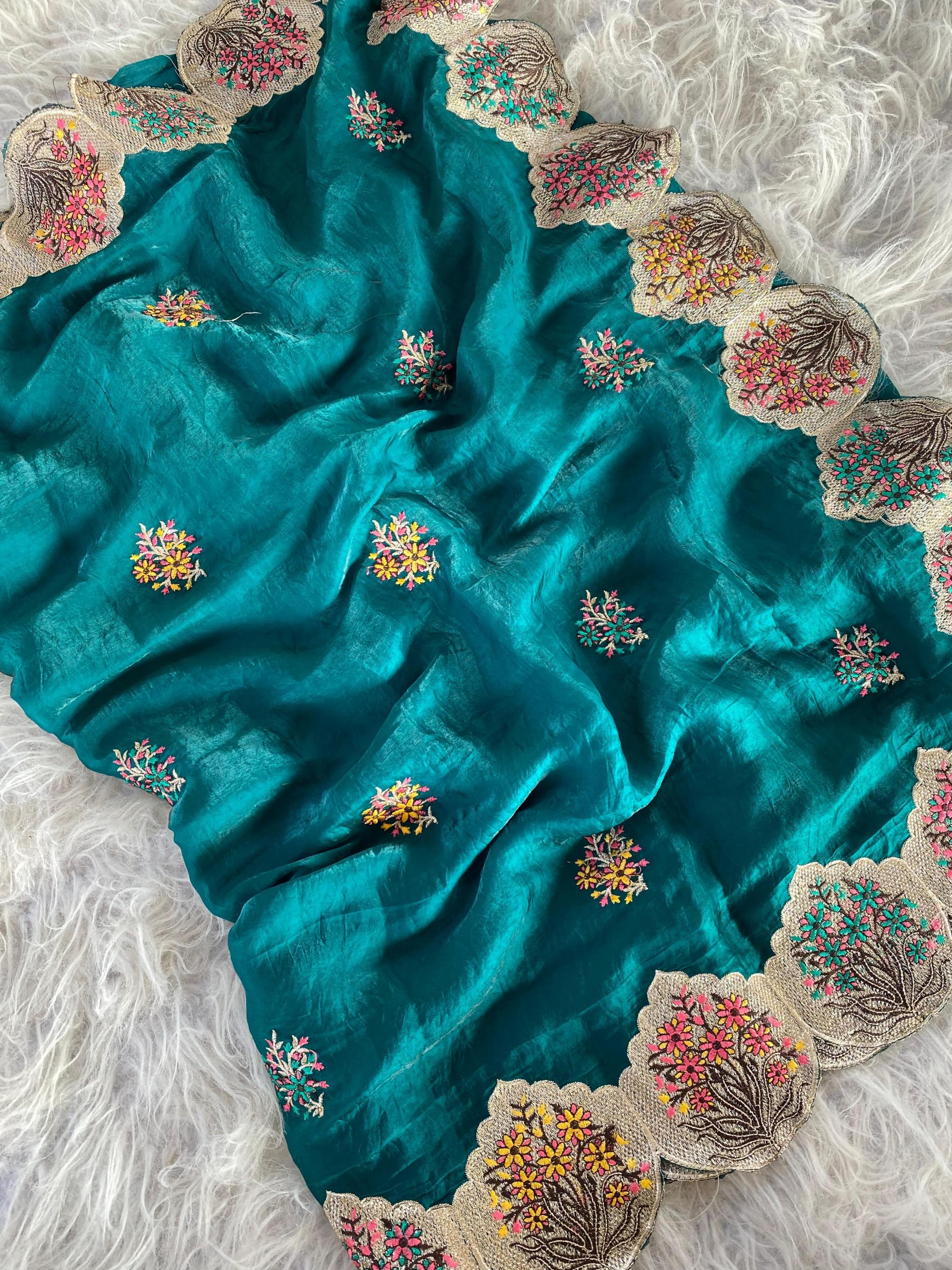 harshita silk embroidery work traditional saree wholesaler 