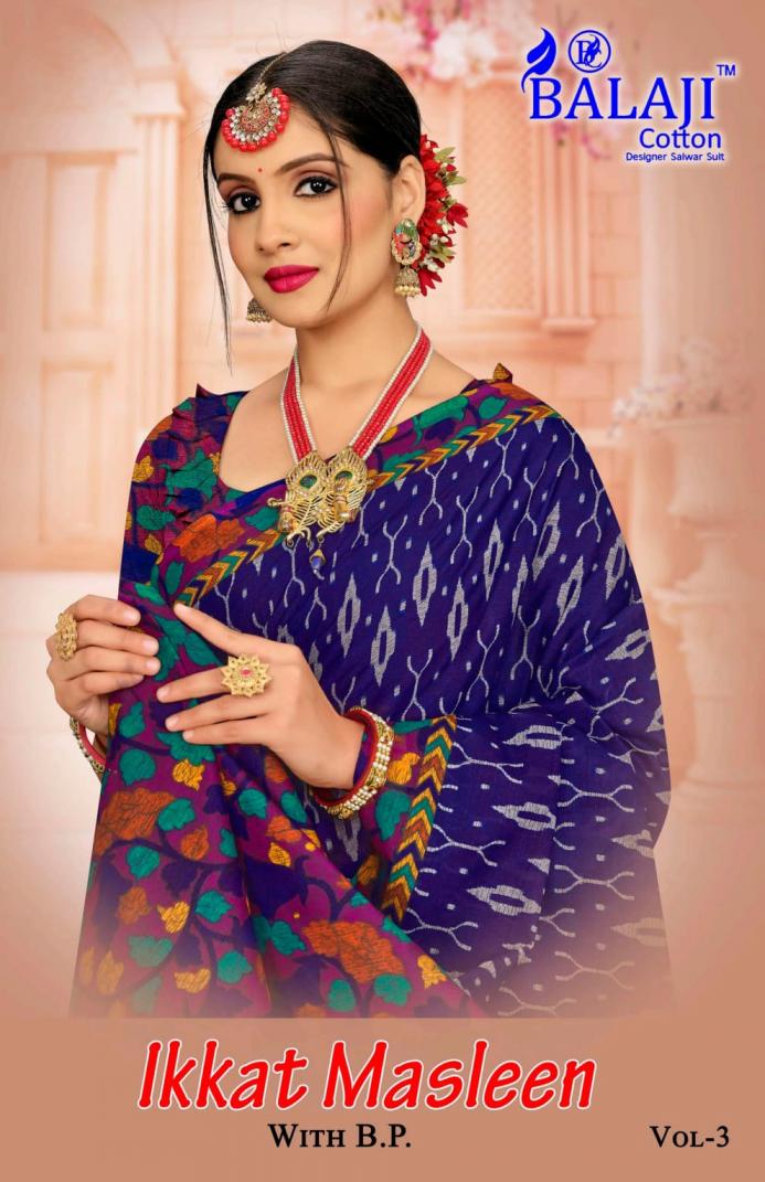 ikkat masleen vol 3 by balaji cotton adorable sarees wholesaler