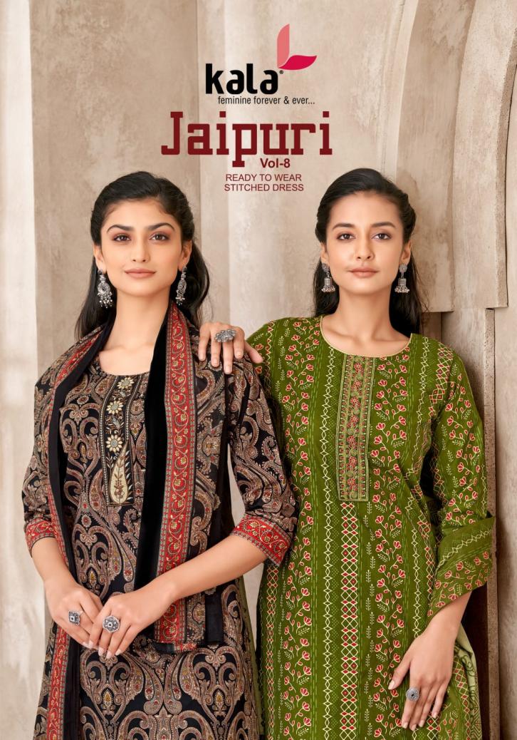jaipuri vol 8 by kala tarika creation cotton readymade jaipuri 3pcs dress 