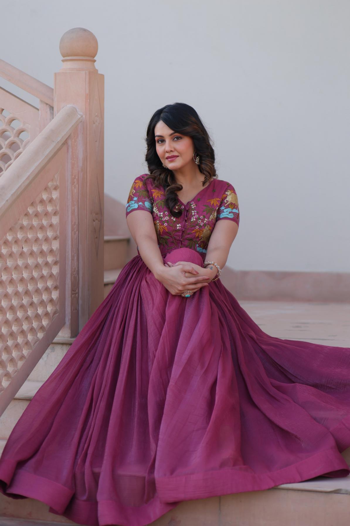 ka 1170 silver crunchy fully stitch attractive anarkali gowns with koti  