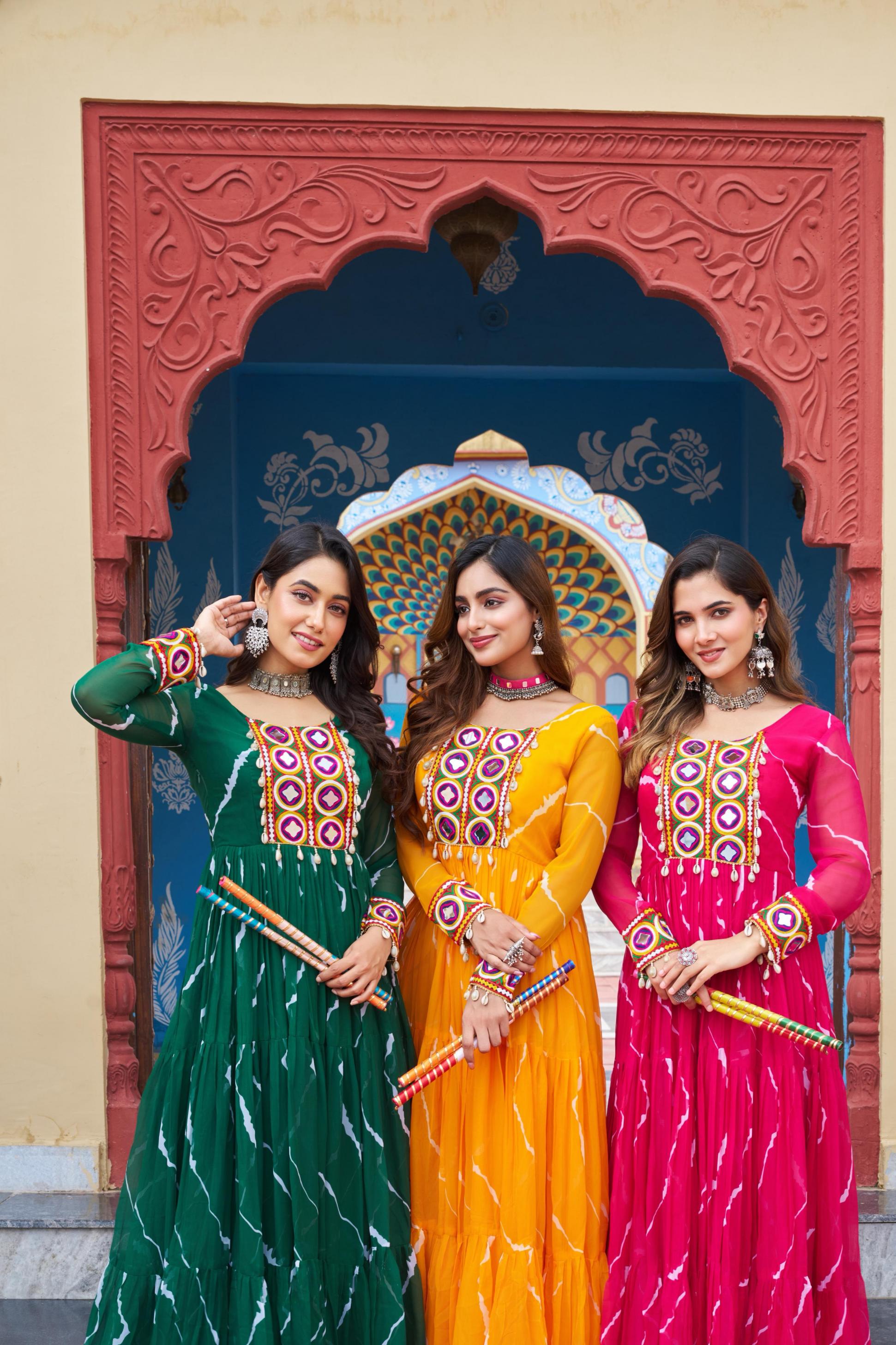 ka 1187 laheriya print navratri special fully stitch gown for girls 