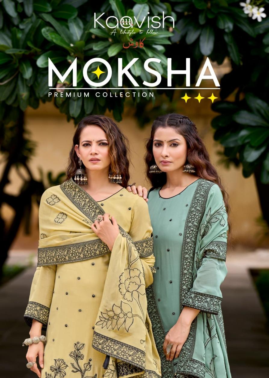 kaavish moksha muslin silk amazing handwork unstitch collection 