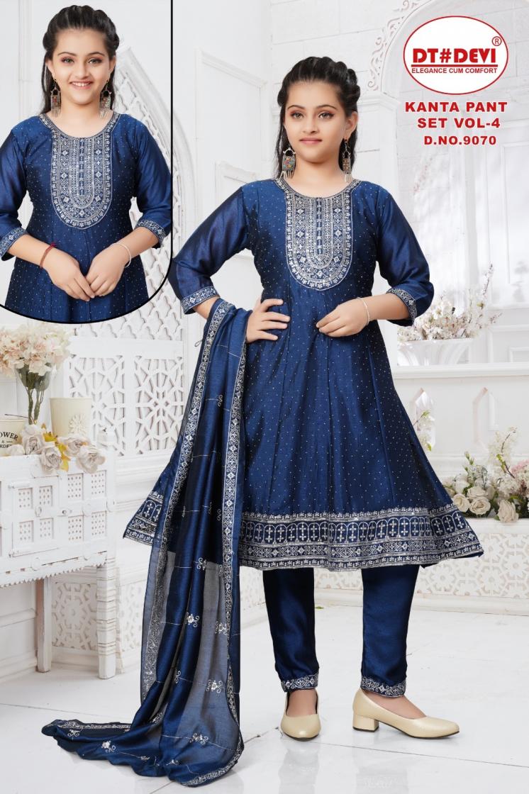 kanta pant set vol 4 by dt devi readymade fancy 9070 vichtara silk kids combo 3pcs dress