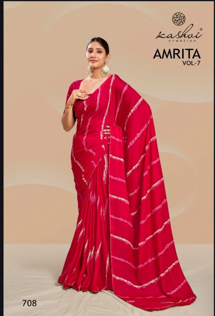 kashvi creation amrita vol 7 amazing dull moss saree for womens 