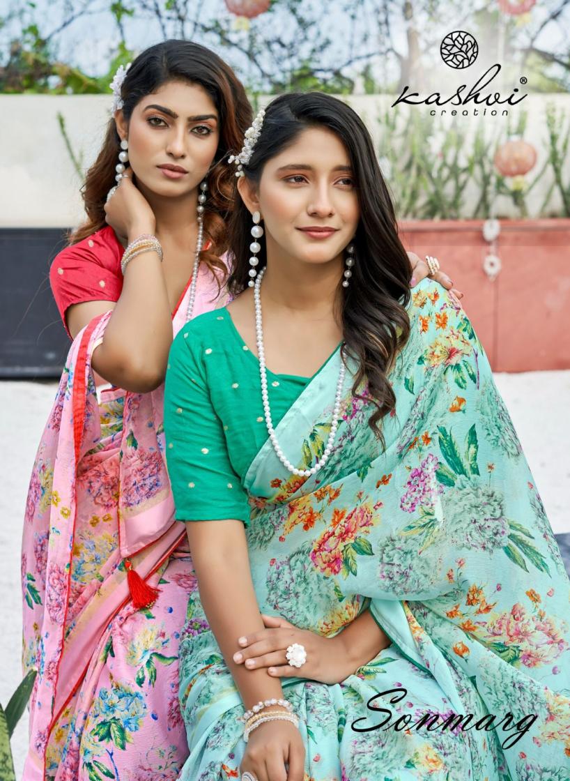 kashvi creation sonmarg amazing moss viscose saree supplier  