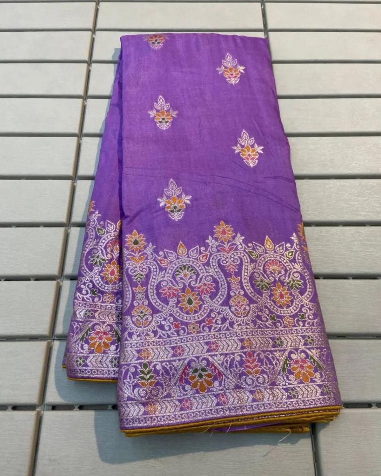 kc 323 russian silk meenakari weaving stylish saree wholesaler 