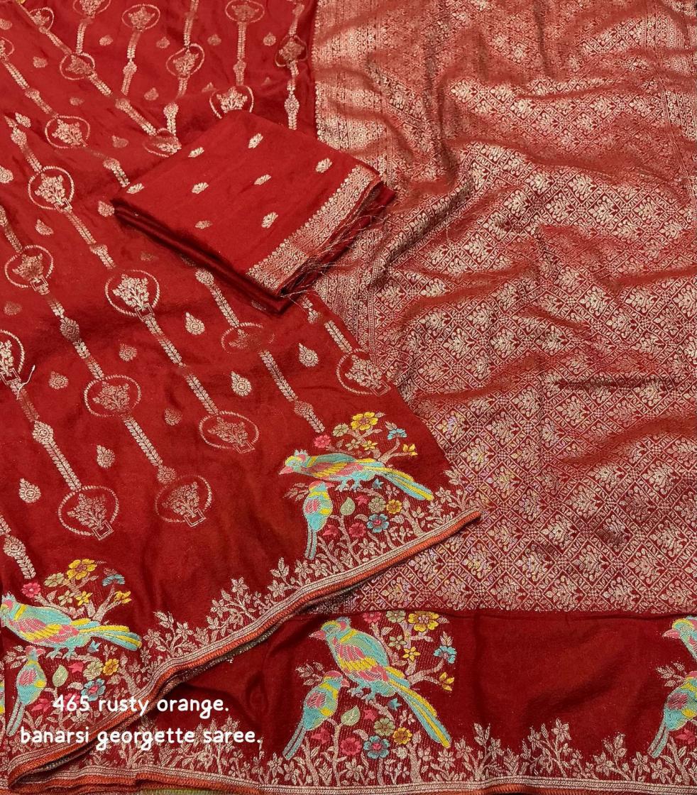 kc 465 banarasi georgette printed fancy sarees for women 