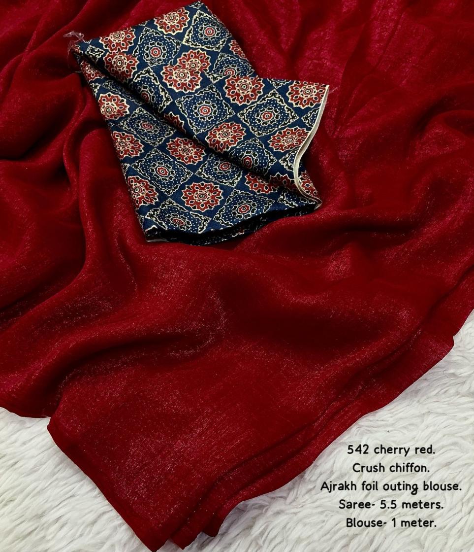 kc 542 crush chiffon pretty look saree online 