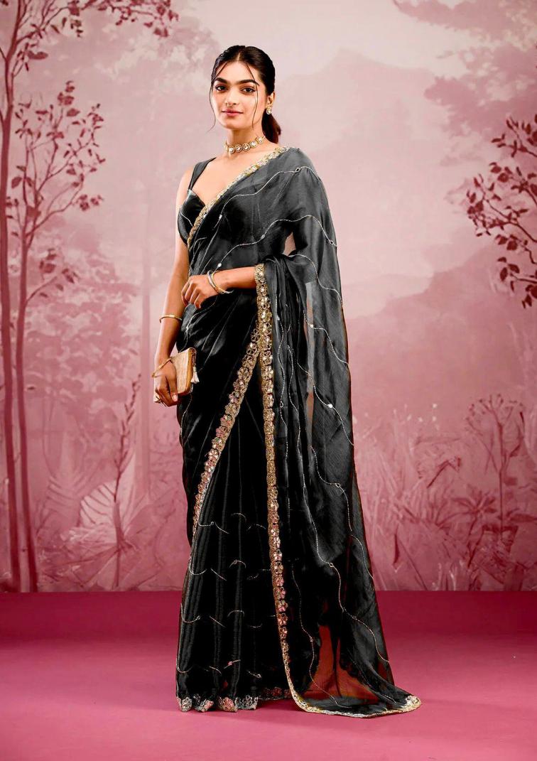 kc 8011 burberry silk mirror work traditional sarees 