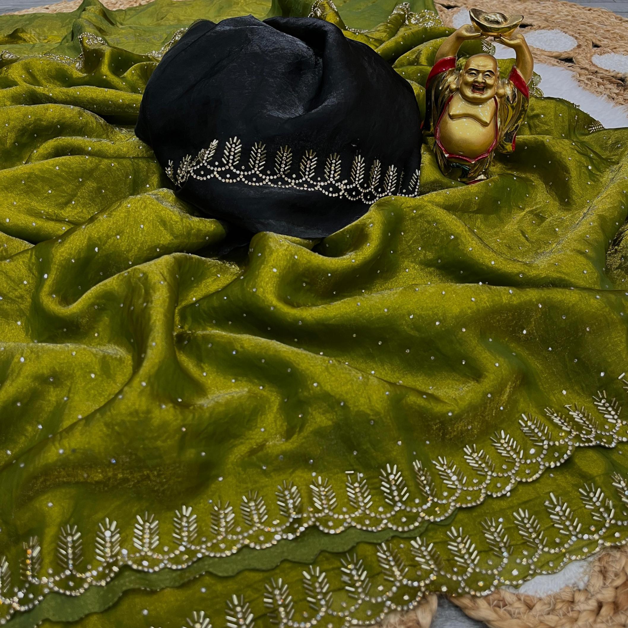 kc 929 silk jarkhan gorgeous look diamond work sarees