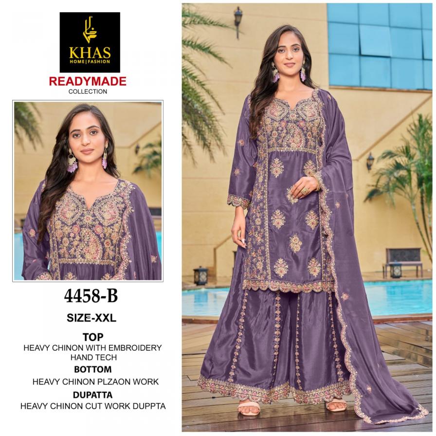 khas 4458 chinon readymade pakistani kurti plazo and dupatta for womens
