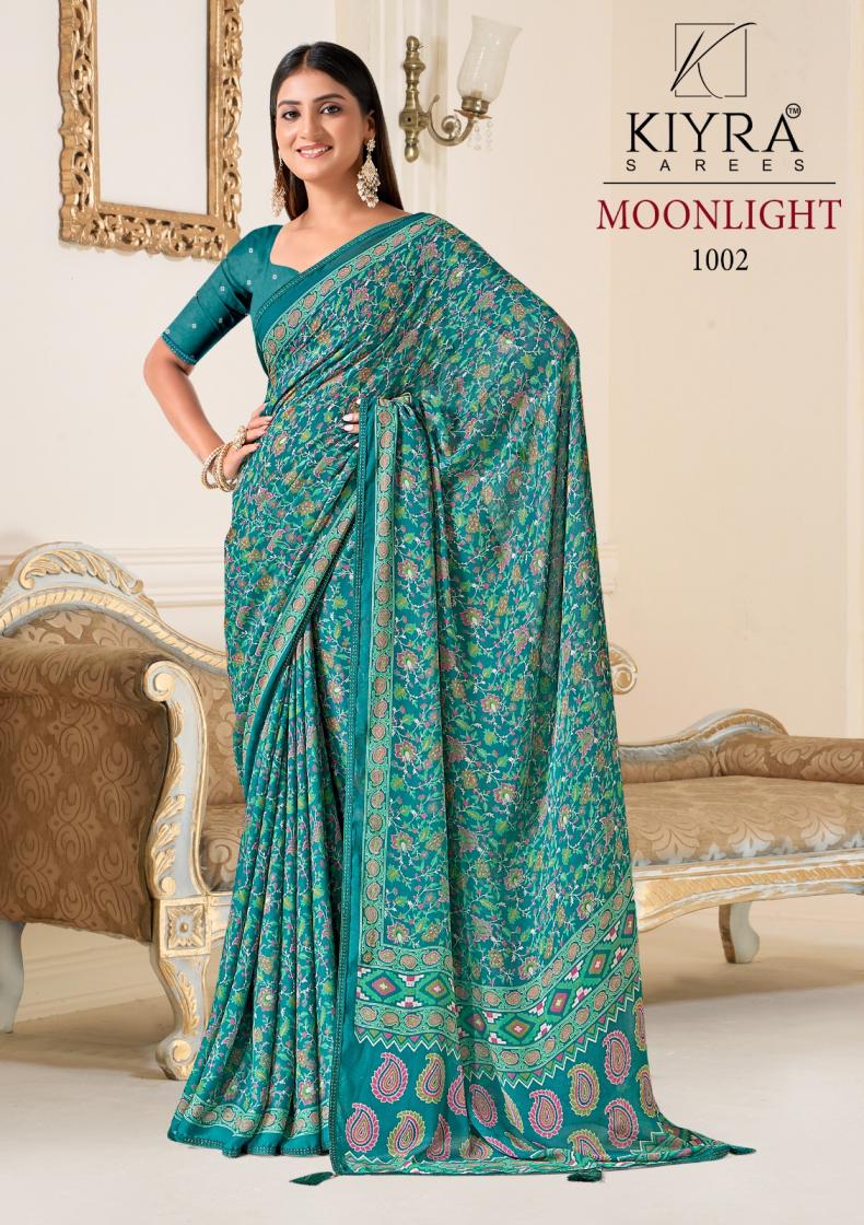 kiyra moonlight popular design dull moss silk saree for womens 
