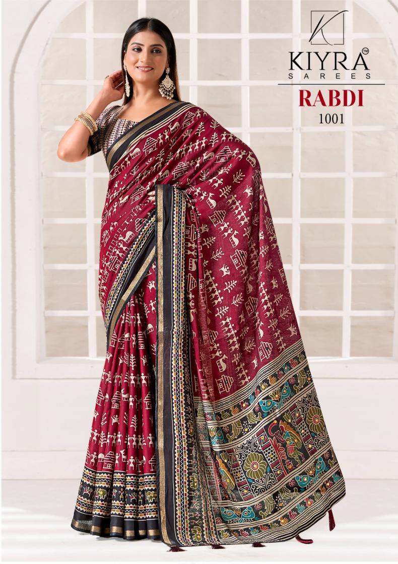 kiyra presents rabdi black chanderi casual saree wholesaler  