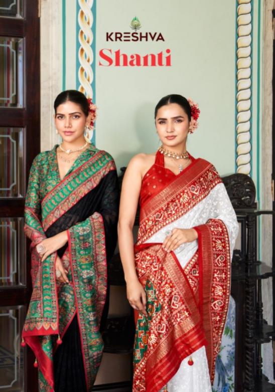 kreshva shanti georgette luknowi work stylish saree wholesaler 